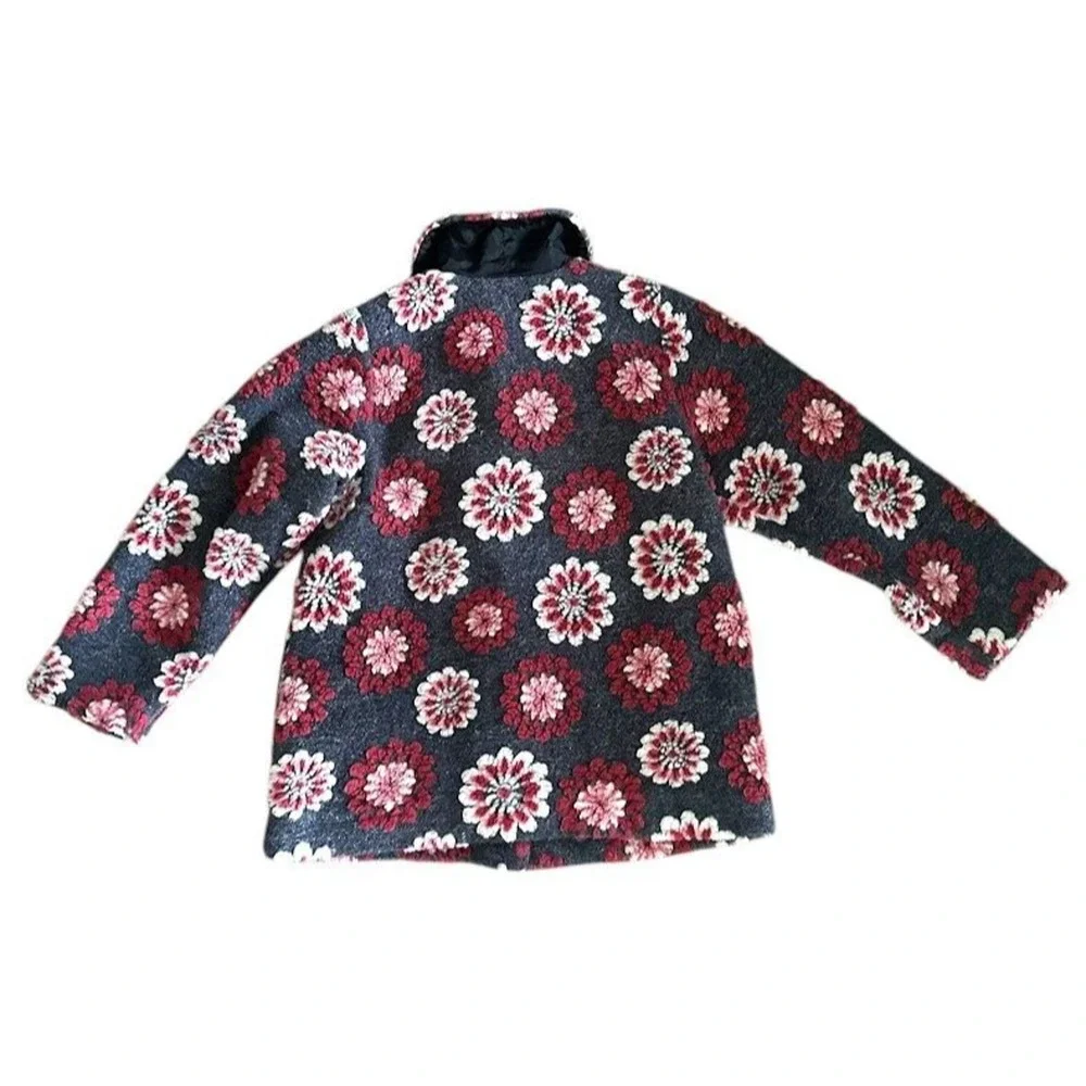Hanna Andersson Girls Size 8 / 130 Floral Wool Blend Pockets Button Jacket Coat